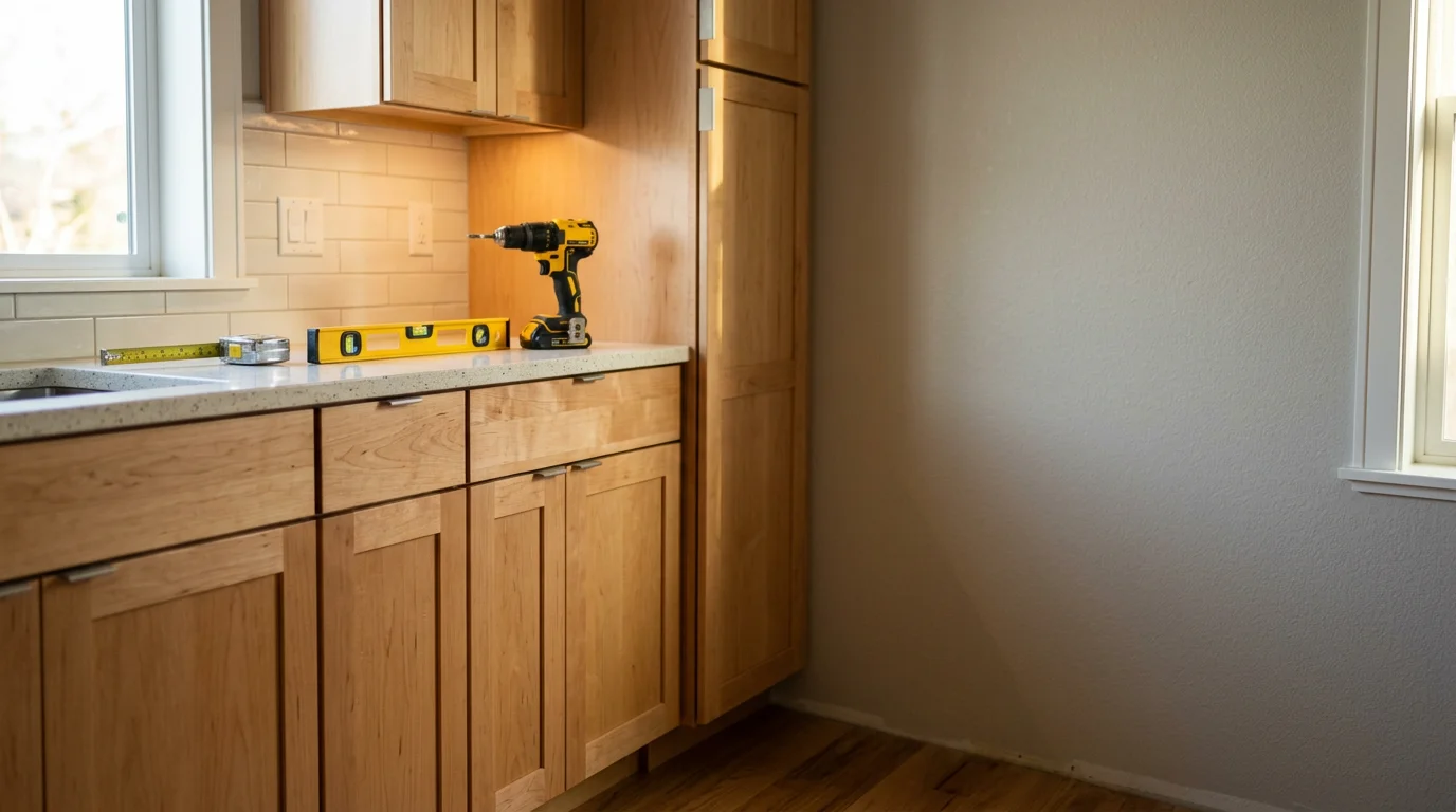 Custom kitchen cabinets with detailed hardware and finish