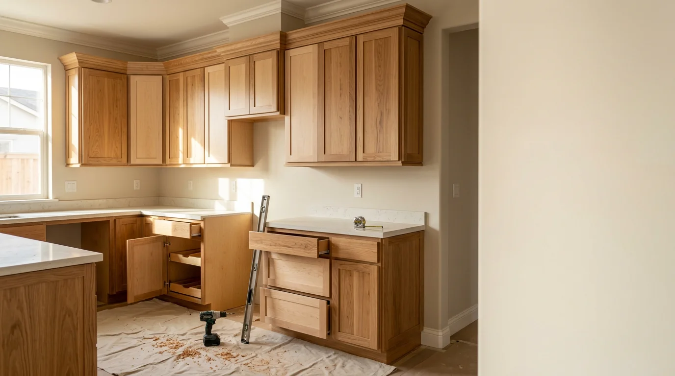 Custom built-in shelving and trim carpentry in a home interior